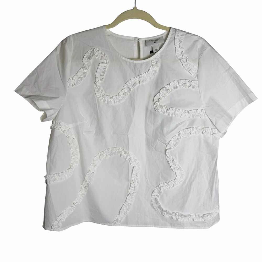 Ribbon Short Sleeve Blouse Large White - kate spade new york x Target NEW
